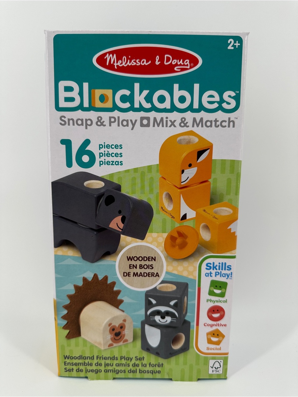 Melissa Doug Blockables Woodland Animal Wooden Snap Mix Match Congitive Physical